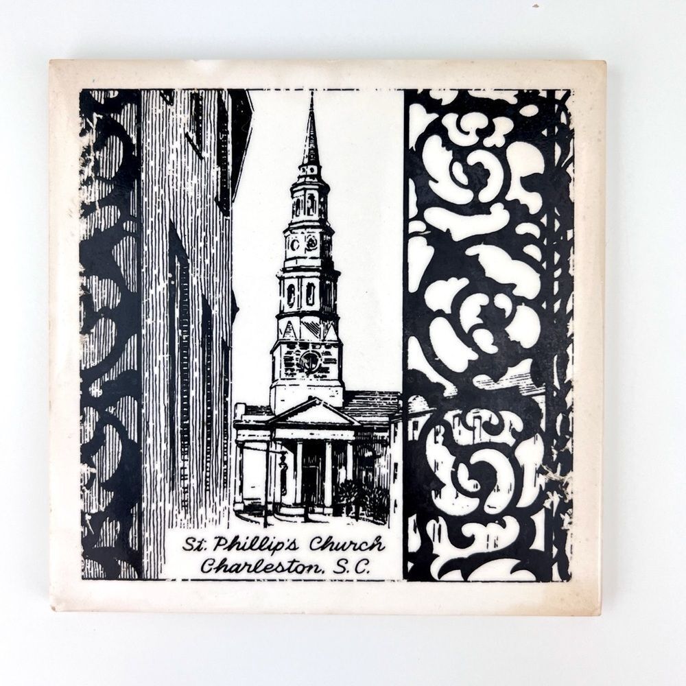 Vintage Ceramic Hanging  Tile Soriano Saint Philip's Church Charleston SC
